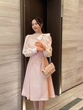 Ramet Tweed Chiffon Tie Flare One Piece