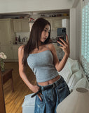 [U-BASIC] 2TYPE Soft Tube Top Sleeveless (With Cup)