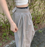Rustling Folding Vertical Color Matching Stripe Two-Way Wide Jogger Banding Pants