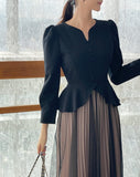 Crete color matching pleated tulle one-piece