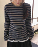 Kunin Frill Stripe Ribbon Long Sleeve Tee