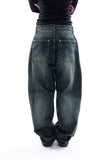 Faded relaxed embo denim pants