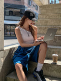Low rivet one shoulder sleeveless