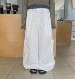 Mitu Summer Check Color Matching Cargo Wide Pants