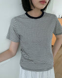 Retiki stripe color matching short sleeve tee