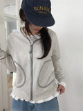 Henkit Stripe Color Matching Hood Zip-Up