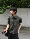 Washing Khaki Crop Shirt
