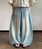 Huchi Summer Washing Denim Balloon Wide Pants