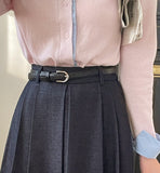 Scott Denim Pleated Banding Skirt [Belt set]