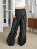 Fillet Glossy Parachute Two Way Nylon Long Wide Pants