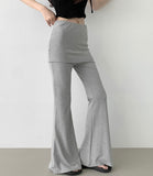 Layered Skirt Leggings Bootcut Banding Pants