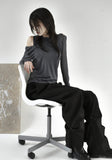 Mono cotton pintuck wide pants