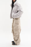 Piping shirring high-neck short padded jumper
