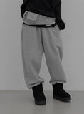 Hip sack brushed wide jogger pants