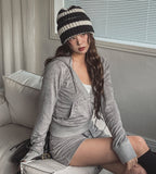 Pie Terry Stud Deep V Hoodie