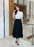 Lovin Banding Pintuck Flare Skirt