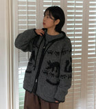 Bilforo Nordic Hood Wool Knit Zip-Up Cardigan