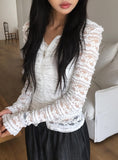Keusi Rose See-through Lace Hood Zip-Up