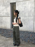 Cowl Layered Halter Ribbon T-Shirt