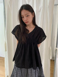 Loerin Shirred Cap Sleeve Blouse
