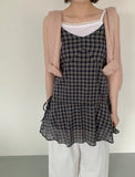 Ranmin Check Summer Sleeveless Layered One Piece