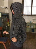 Attil check hood long sleeve shirt