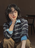 Miu Stripe Collar Knit