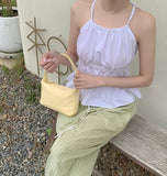 Summer Halterneck Back Ribbon Smocke Banding Sleeveless Blouse
