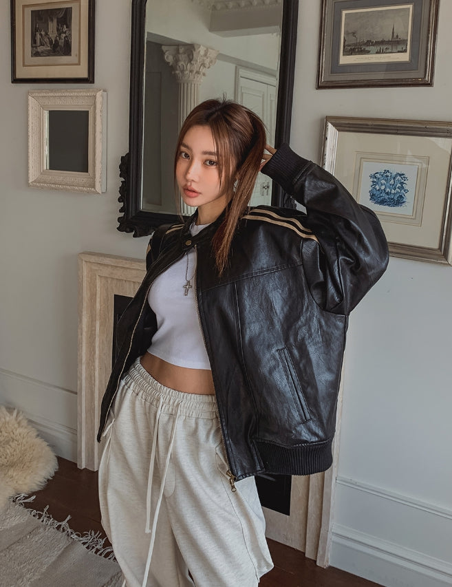 【U LAN】Leafy line biker jacket U LAN (ユーラン) - リーフィラインバイカージャケット / Leafy