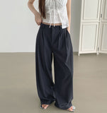 Summer Cooling Cool Pintuck Wide Banding Slacks Pants
