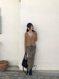 Latte Vintage Lace Strap Long Sleeve Cardigan