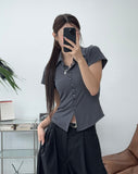 Soft Collar Button T-Shirt