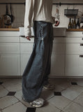 Maxi balloon snap denim pants