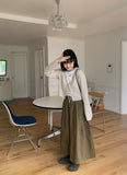 Ribam banding cotton pleats long skirt