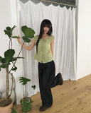 Linda Check Pintuck Ribbon Frill Blouse