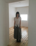 Pulleu Strap Punching Puff Blouse