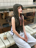 SHIRRING CROP HOOD VEST