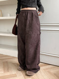 Kanji Work pocket Corduroy Banding Long Wide Pants