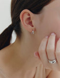 H Edition (W) Cream Hoop Earrings