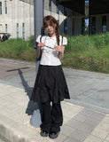 Adam Pintuck Midi Cotton Flare Skirt