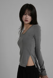 [ EEUN MADE ] V neck slim longsleeved