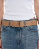 Low square wide leather belt