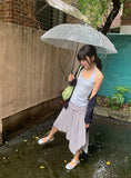 Woots Stripe Folding Layered Midi Skirt