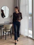 Lennon bootcut raw denim banding pants