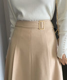 Siend Buckle Brushed Flared Skirt