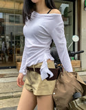 Modney pintuck tail shirring long sleeve
