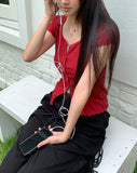Plain Wrinkle Wave Button Short Sleeve Cardigan