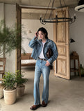 Lavender crop denim jacket