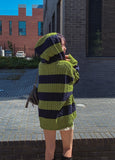 Stripe cable hood warmer knitwear