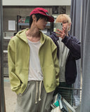 Tain Waffle Crop Hood Zip-Up